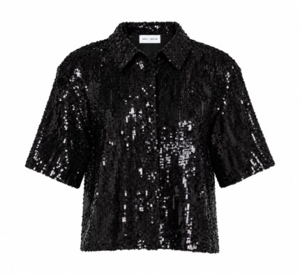 Camicia boxy in paillettes black.