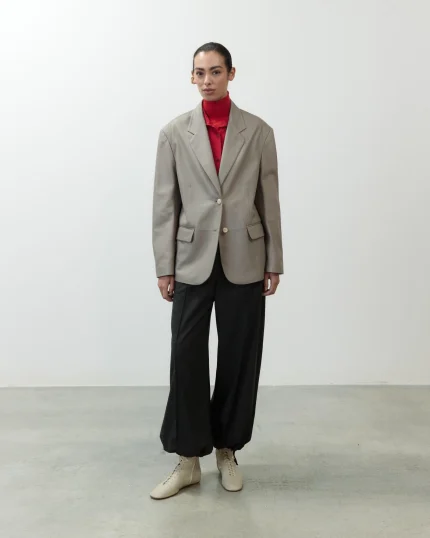 BLAZER IN PELLE GRIGIO