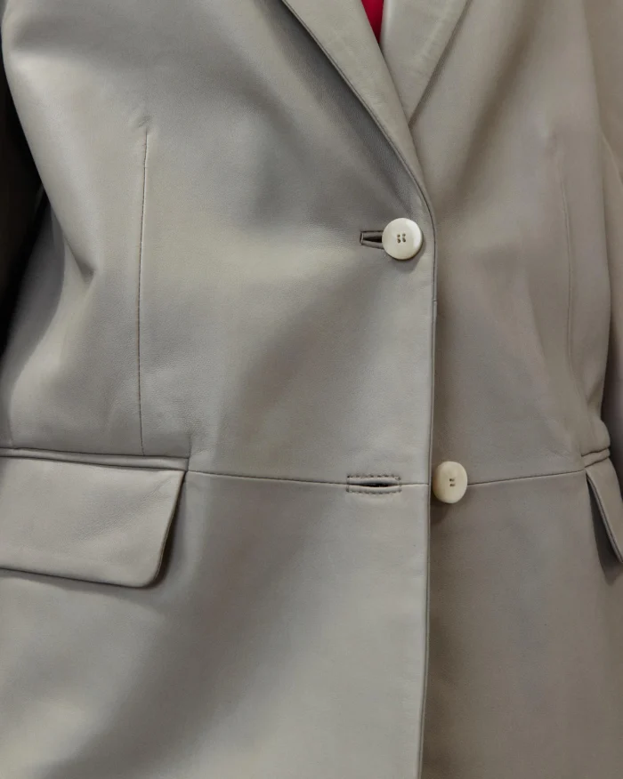 BLAZER IN PELLE GRIGIO