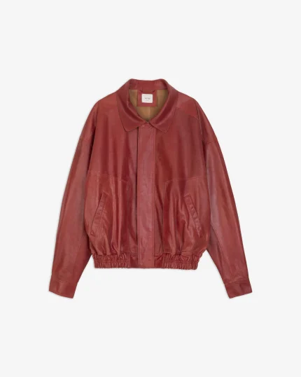 BOMBER IN PELLE ROSSO