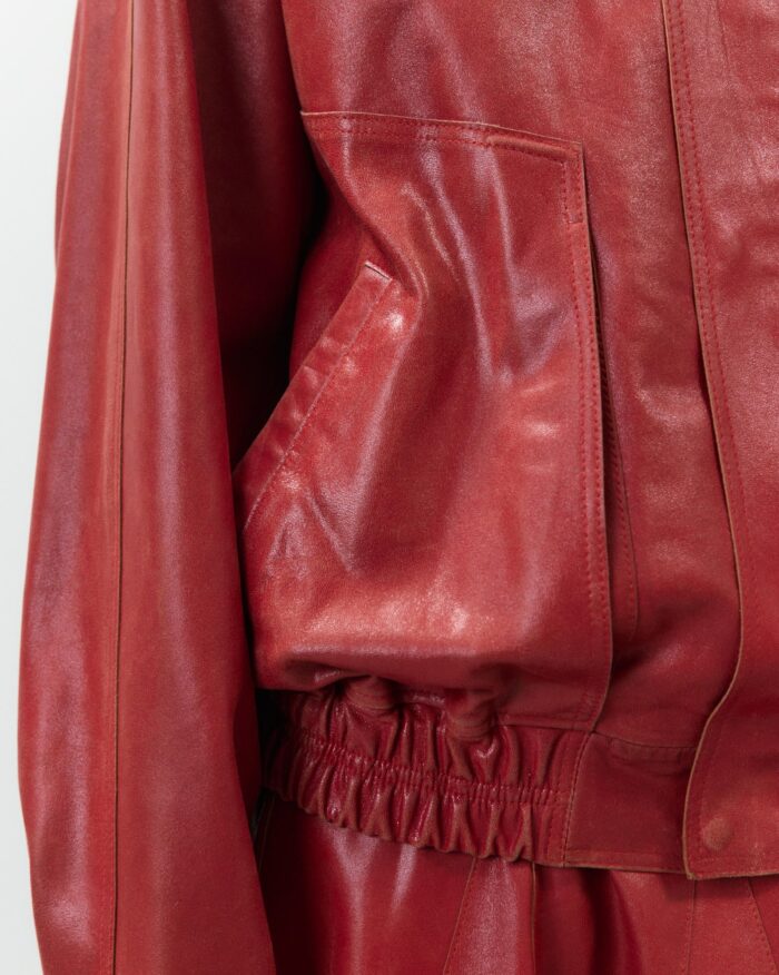 BOMBER IN PELLE ROSSO