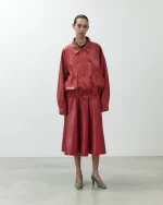 BOMBER IN PELLE ROSSO