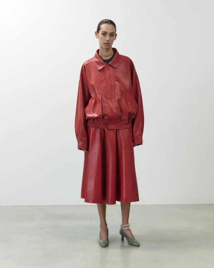 BOMBER IN PELLE ROSSO