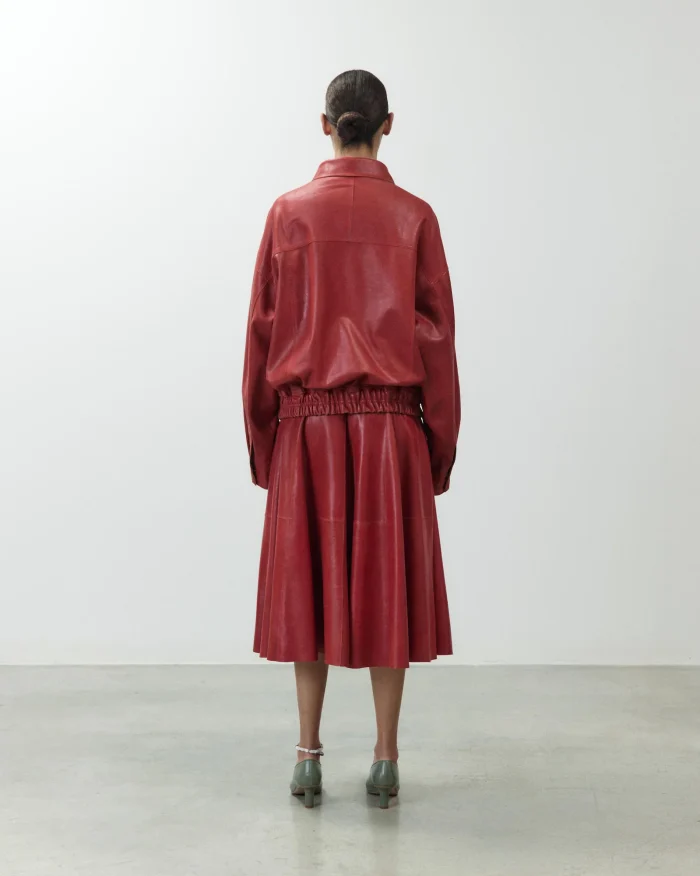 BOMBER IN PELLE ROSSO