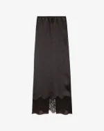 GONNA MIDI SATIN E PIZZO CACAO
