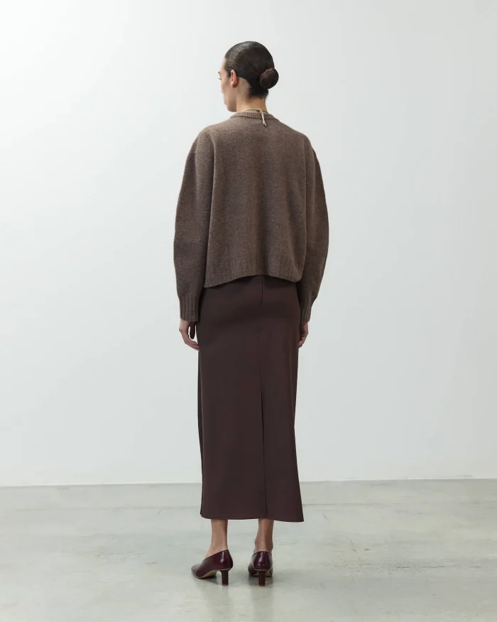 GONNA MIDI SATIN E PIZZO CACAO