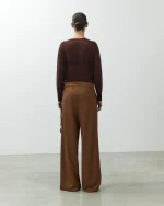 PANTALONE IN LANA A PORTAFOGLIO COGNAC