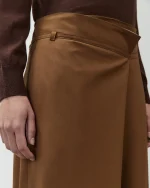 PANTALONE IN LANA A PORTAFOGLIO COGNAC