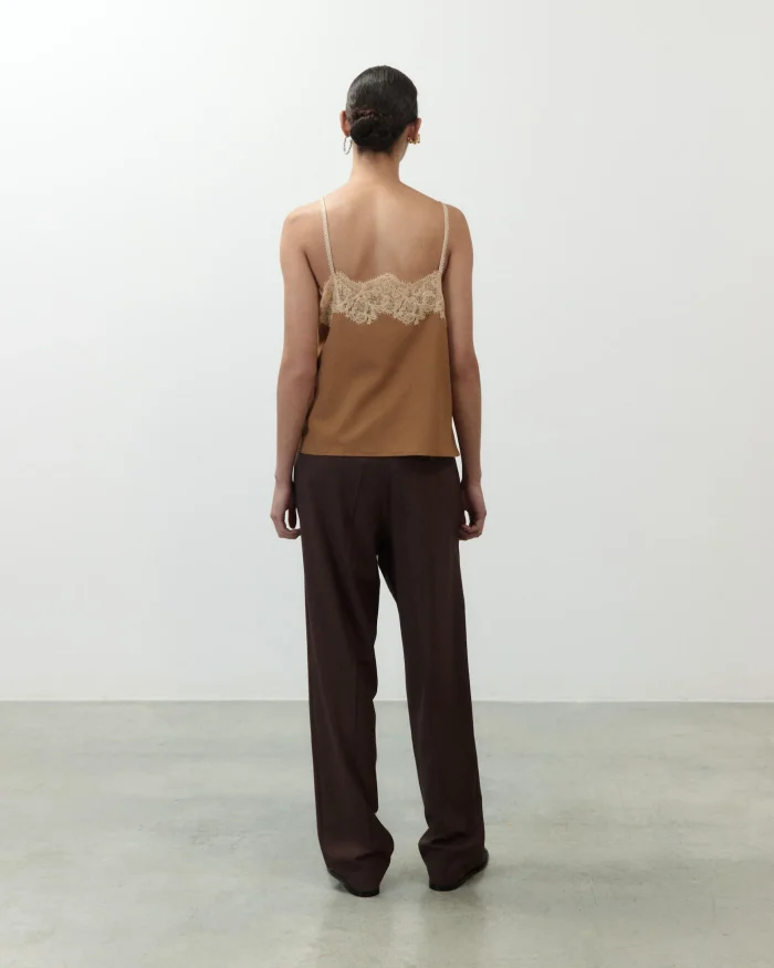 TOP LINGERIE IN SATIN E PIZZO