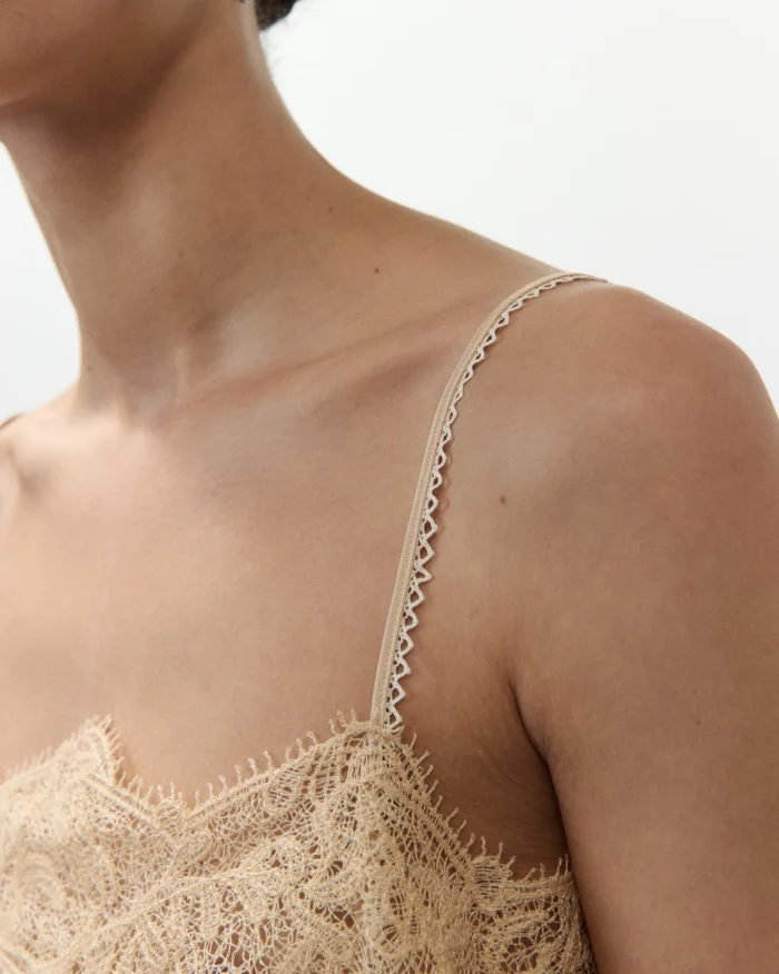 TOP LINGERIE IN SATIN E PIZZO