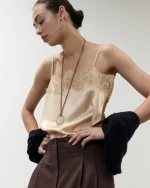 TOP LINGERIE IN SATIN E PIZZO