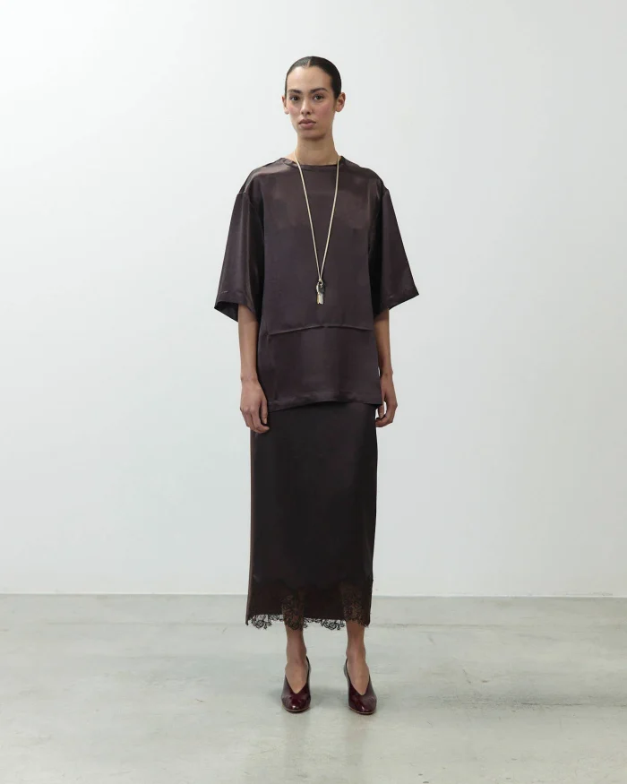 BLUSA SATIN CACAO