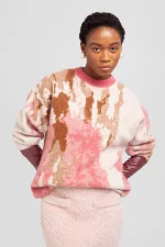 MAGLIONE GIROCOLLO IN JACQUARD ROSA