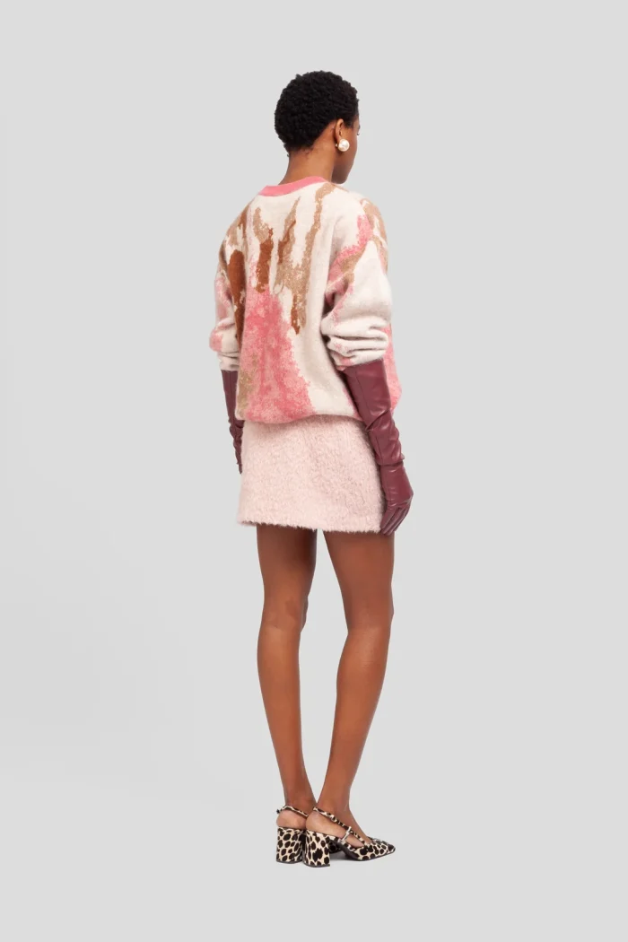 MAGLIONE GIROCOLLO IN JACQUARD ROSA
