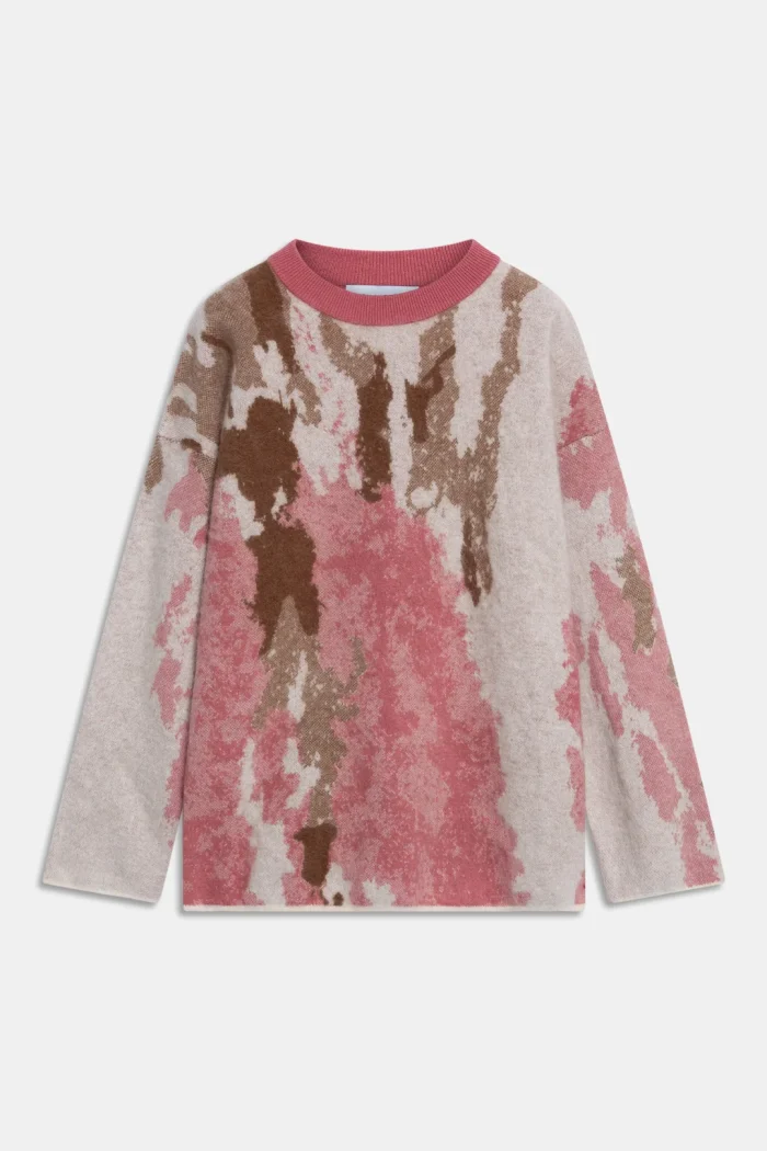 MAGLIONE GIROCOLLO IN JACQUARD ROSA