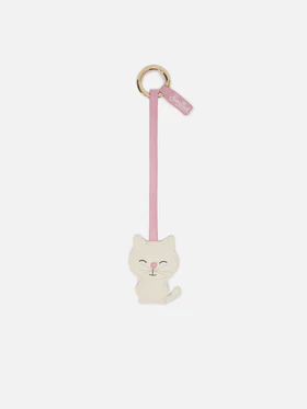 Bag Charm gatto in pelle bianca