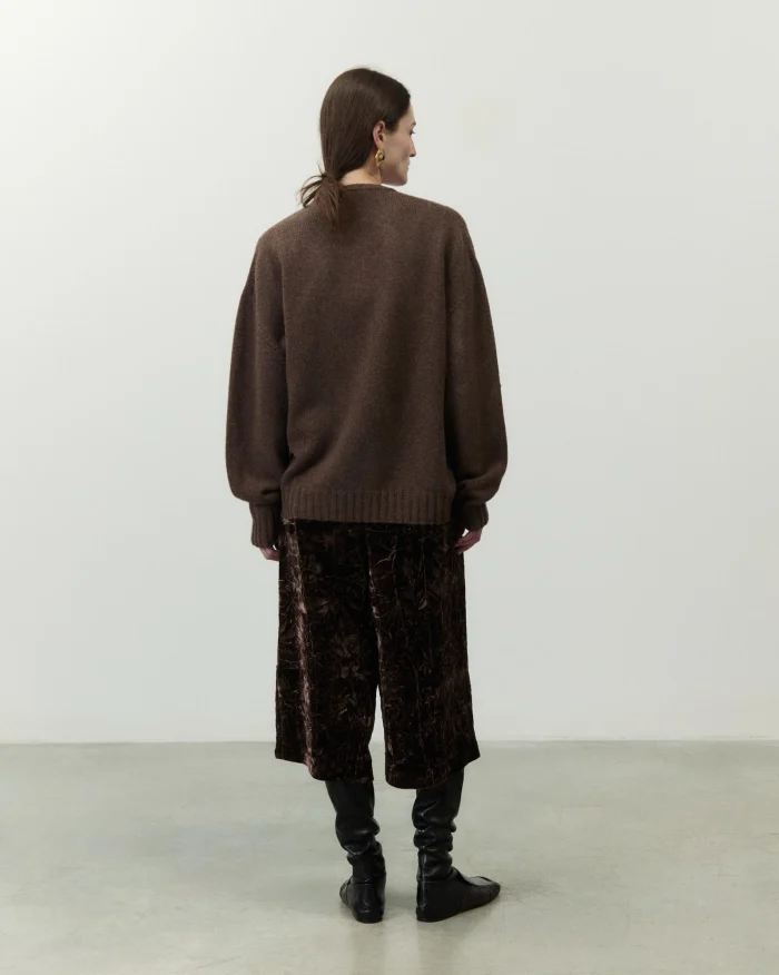 PULLOVER SCOLLO A V LANA COLOR CAFFE'
