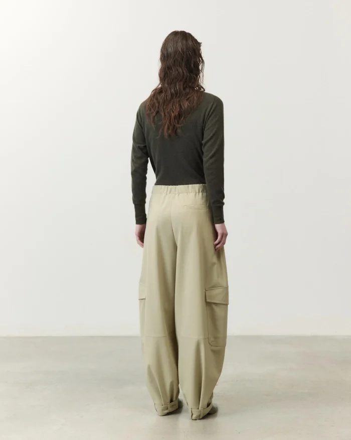 PANTALONE CARGO IN LANA SALVIA