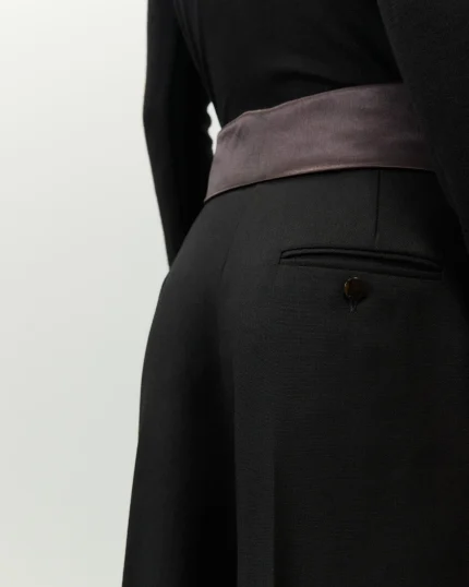 PANTALONE IN LANA CON BASCHINA NERO