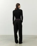 PANTALONE IN LANA CON BASCHINA NERO