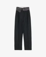 PANTALONE IN LANA CON BASCHINA NERO