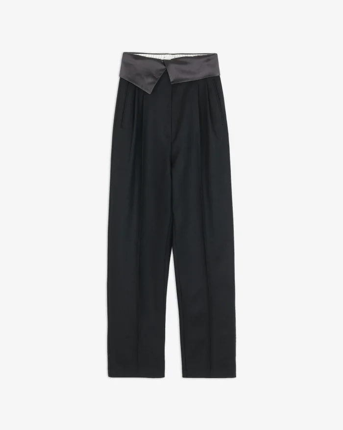 PANTALONE IN LANA CON BASCHINA NERO