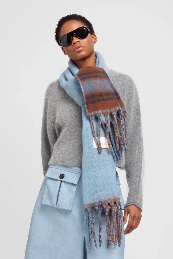 MAXI SCIARPA Light blue check