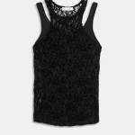 TOP DOPPIO IN MESH Black