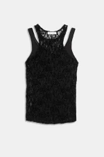 TOP DOPPIO IN MESH Black