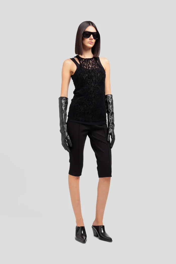 TOP DOPPIO IN MESH Black