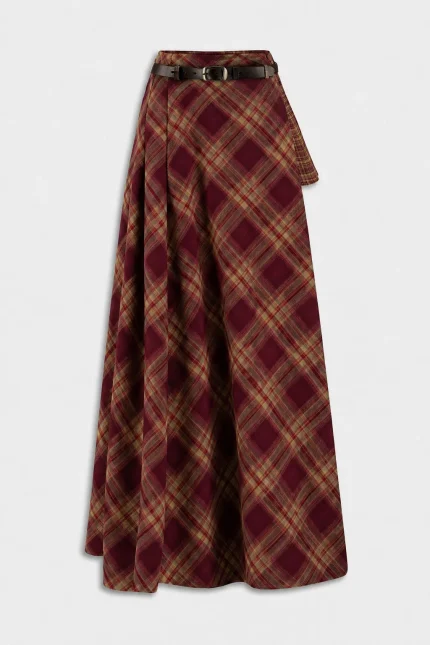 MAXI GONNA IN TARTAN Wine big check