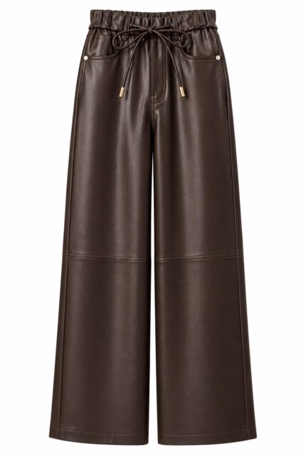 PANTALONE IN ECOPELLE MARRONE