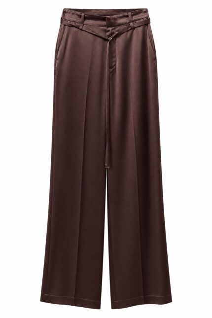 PANTALONE IN RASO MARRONE