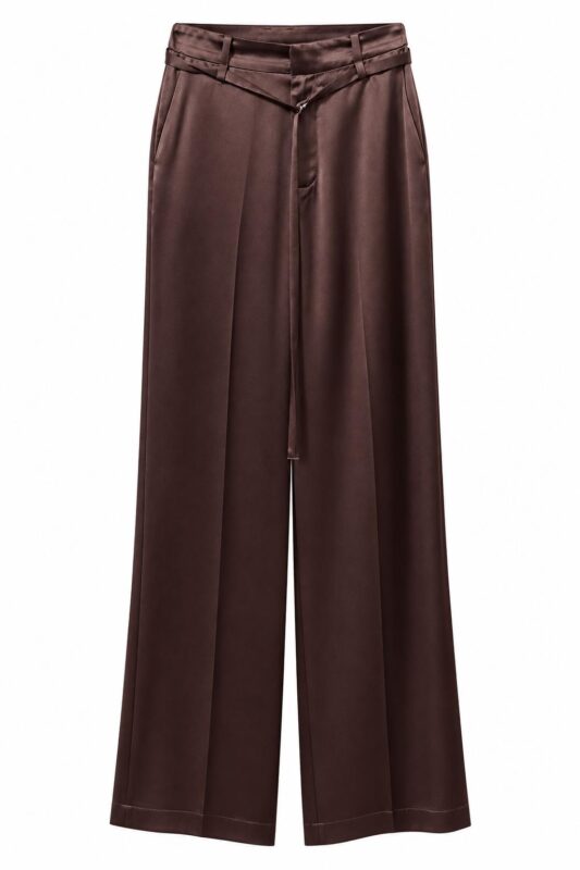 PANTALONE IN RASO MARRONE