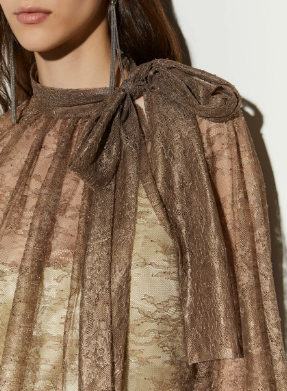 CAMICIA IN PIZZO CON LACCIO A FOULARD