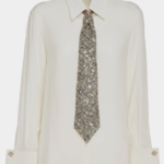 Camicia in viscosa di seta con cravatta Chanel
