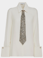 Camicia in viscosa di seta con cravatta Chanel