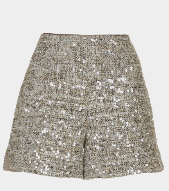 Shorts in tweed con paillettes