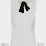 Top in raso heavy con papillon, polsi staccati e gemelli