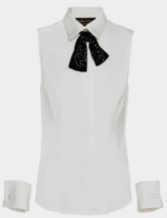 Top in raso heavy con papillon, polsi staccati e gemelli