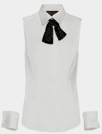Top in raso heavy con papillon, polsi staccati e gemelli